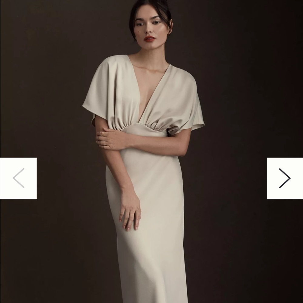 BHLDN Leila deep v flutter-sleeve gown
